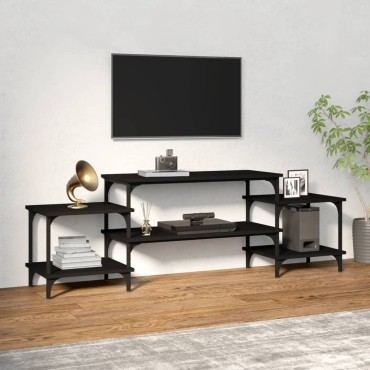 vidaXL Έπιπλο Τηλεόρασης Μαύρο 157x35x52cm Επεξ. Επεξεργασμένο Ξύλο