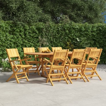 vidaXL Καρέκλες Κήπου Πτυσσόμενες 8 τεμ. 55x61x90cm Μασίφ Ξύλο Teak
