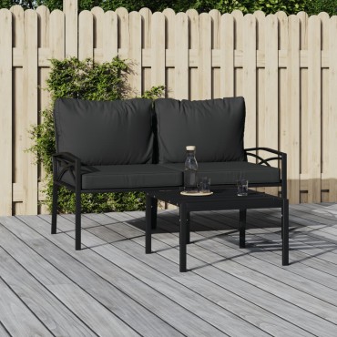 vidaXL Καρέκλες Κήπου 2 τεμ. 62x75x79cm Ατσάλι με Γκρι Μαξιλάρια Διθέσιος