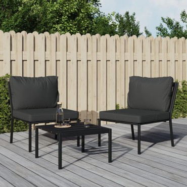 vidaXL Καρέκλες Κήπου 2 τεμ. 60x74x79cm Ατσάλι με Γκρι Μαξιλάρια Διθέσιος