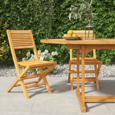 vidaXL Καρέκλες Κήπου Πτυσσόμενες 2 τεμ. 47x62x90cm Μασίφ Ξύλο Teak