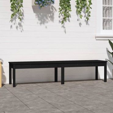 vidaXL Πάγκος Κήπου Διθέσιος Μαύρο 203,5x44x45cm Μασίφ Ξύλο Πεύκου