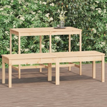 vidaXL Πάγκος Κήπου Διθέσιος 159,5x44x45cm Μασίφ Ξύλο Πεύκου