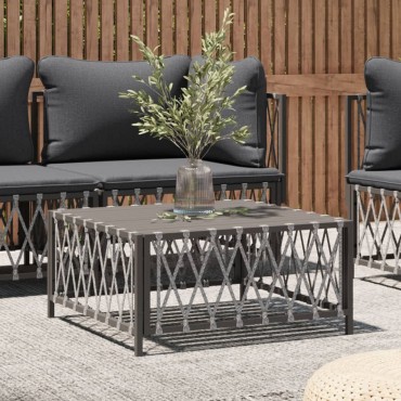 vidaXL Τραπέζι Κήπου Ανθρακί 70x70x34cm από Πλεγμένο Ύφασμα