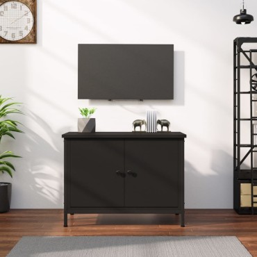vidaXL Έπιπλο Τηλεόρασης με Πόρτες Μαύρο 60x35x45cm Επεξ. Ξύλο