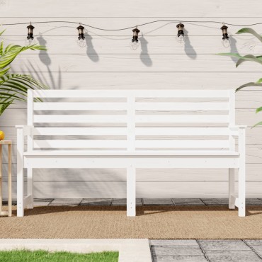 vidaXL Παγκάκι Κήπου Λευκό 159,5x48x91,5cm από Μασίφ Ξύλο Πεύκου 1 τεμ.