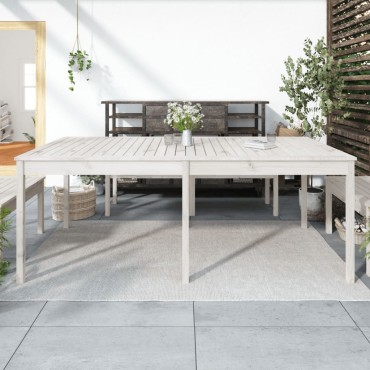 vidaXL Τραπέζι Κήπου Λευκό 203,5x100x76cm από Μασίφ Ξύλο Πεύκου 1 τεμ.