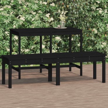 vidaXL Πάγκος Κήπου Διθέσιος Μαύρο 159,5x44x45cm Μασίφ Ξύλο Πεύκου