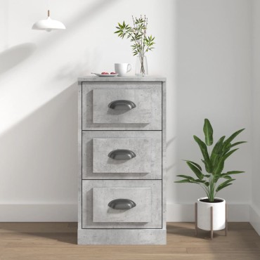 vidaXL Μπουφές Γκρι Σκυροδέματος 36x35,5x67,5cm Επεξεργασμένο Ξύλο 1 τεμ.