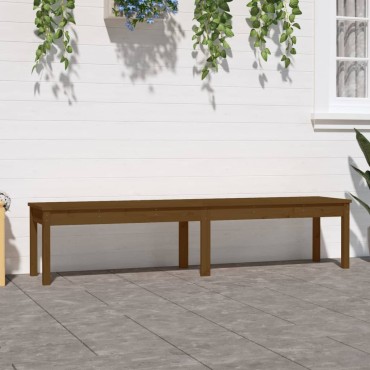 vidaXL Πάγκος Κήπου Διθέσιος Μελί 203,5x44x45cm Μασίφ Ξύλο Πεύκου
