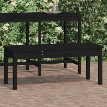 vidaXL Παγκάκι Κήπου Μαύρο 109x44x45cm από Μασίφ Ξύλο Πεύκου 1 τεμ.