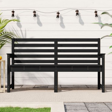 vidaXL Παγκάκι Κήπου Μαύρο 159,5x48x91,5cm από Μασίφ Ξύλο Πεύκου 1 τεμ.