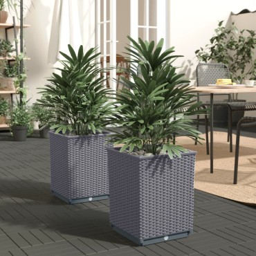 vidaXL Ζαρντινιέρες 2 τεμ. Μπλε Γκρι 30x30x37 εκ. από Πολυπροπυλένιο