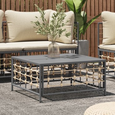 vidaXL Τραπέζι Κήπου Ανθρακί 70x70x34cm από Συνθετικό Ρατάν