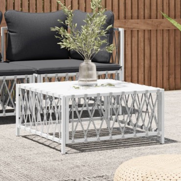 vidaXL Τραπέζι Κήπου Λευκό 70x70x34cm από Πλεγμένο Ύφασμα