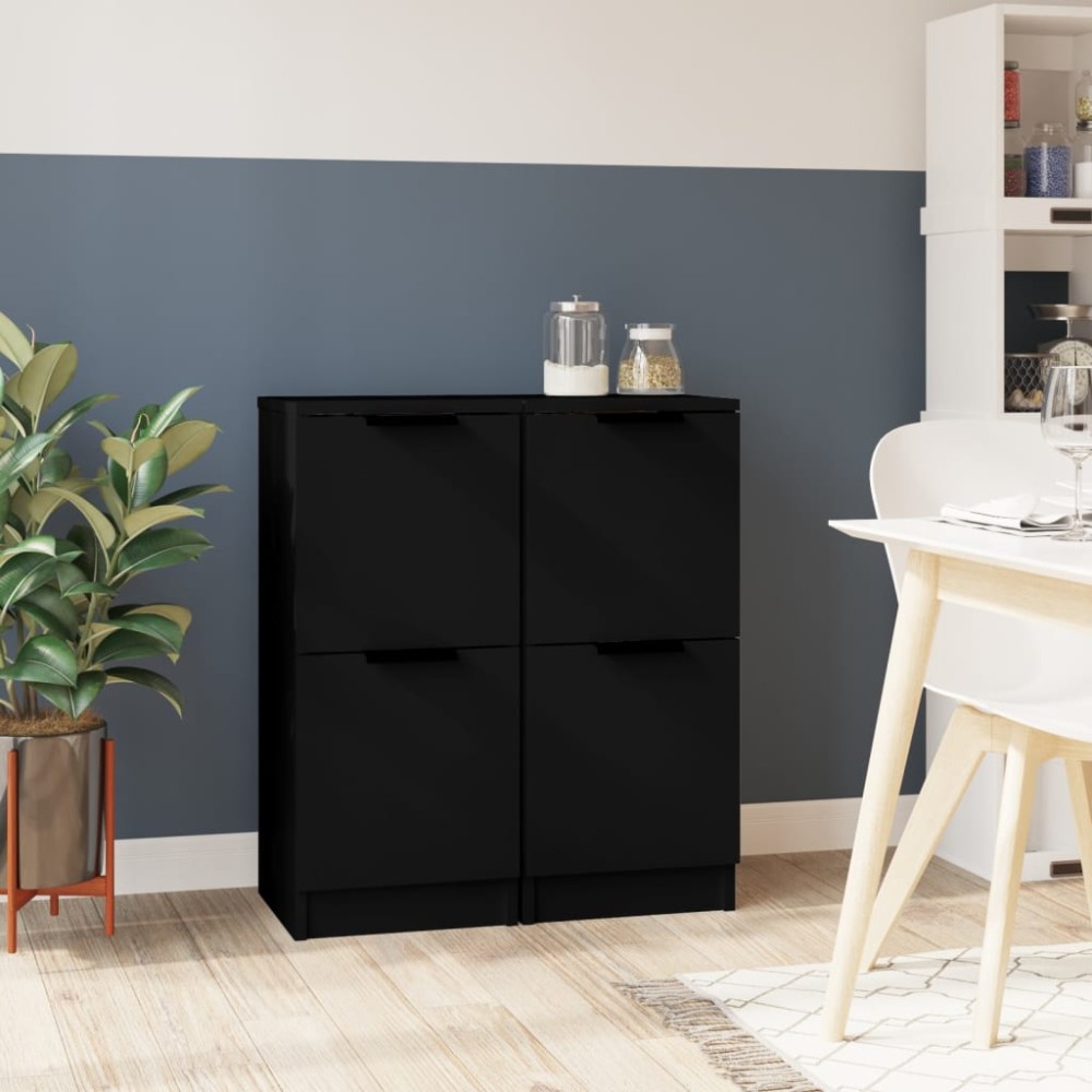 vidaXL Ντουλάπια 2 τεμ. Μαύρα 30x30x70cm από Επεξεργασμένο Ξύλο