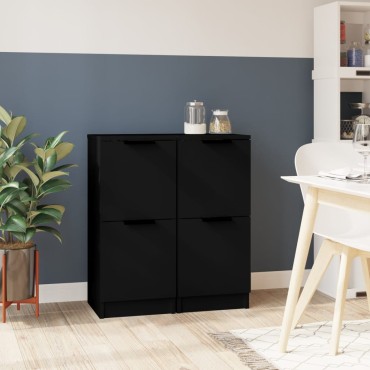 vidaXL Ντουλάπια 2 τεμ. Μαύρα 30x30x70cm από Επεξεργασμένο Ξύλο