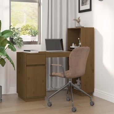 vidaXL Γραφείο Μελί 110x53x117cm από Μασίφ Ξύλο Πεύκου 1 τεμ.
