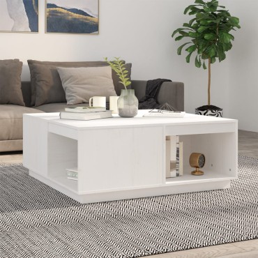 vidaXL Τραπεζάκι Σαλονιού Λευκό 100x101x40,5cm από Μασίφ Ξύλο Πεύκου 1 τεμ.