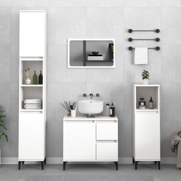 vidaXL Ντουλάπι Μπάνιου Λευκό 30x30x190cm από Επεξεργασμένο Ξύλο 1 τεμ.