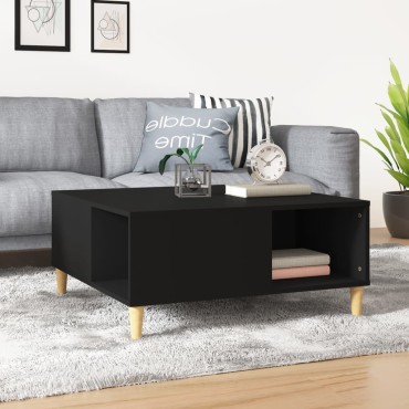 vidaXL Τραπεζάκι Σαλονιού Μαύρο 80x80x36,5cm Επεξεργασμένο Ξύλο 1 τεμ.