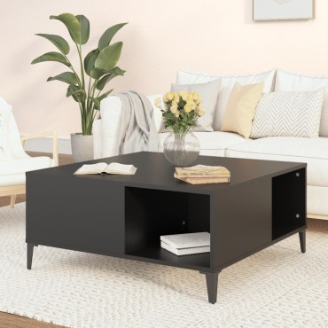 vidaXL Τραπεζάκι Σαλονιού Μαύρο 80x80x36,5cm Επεξεργασμένο Ξύλο 1 τεμ.