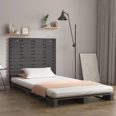 vidaXL Κεφαλάρι Τοίχου Γκρι 141x3x91,5cm από Μασίφ Ξύλο Πεύκου 1 τεμ.