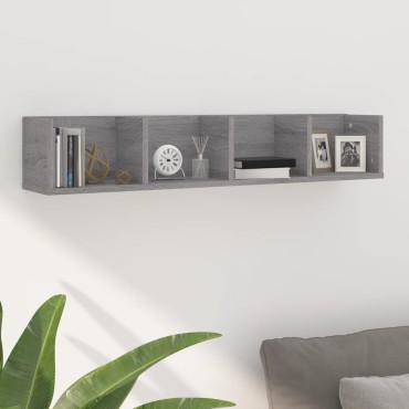 vidaXL Ραφιέρα Τοίχου για CD Γκρι Sonoma 100x18x18cm Επεξεργ. Ξύλο 1 τεμ.