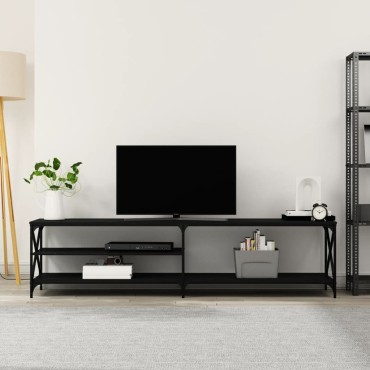 vidaXL Έπιπλο Τηλεόρασης Μαύρο 200x40x50cm από Επεξεργ. Ξύλο/Μέταλλο