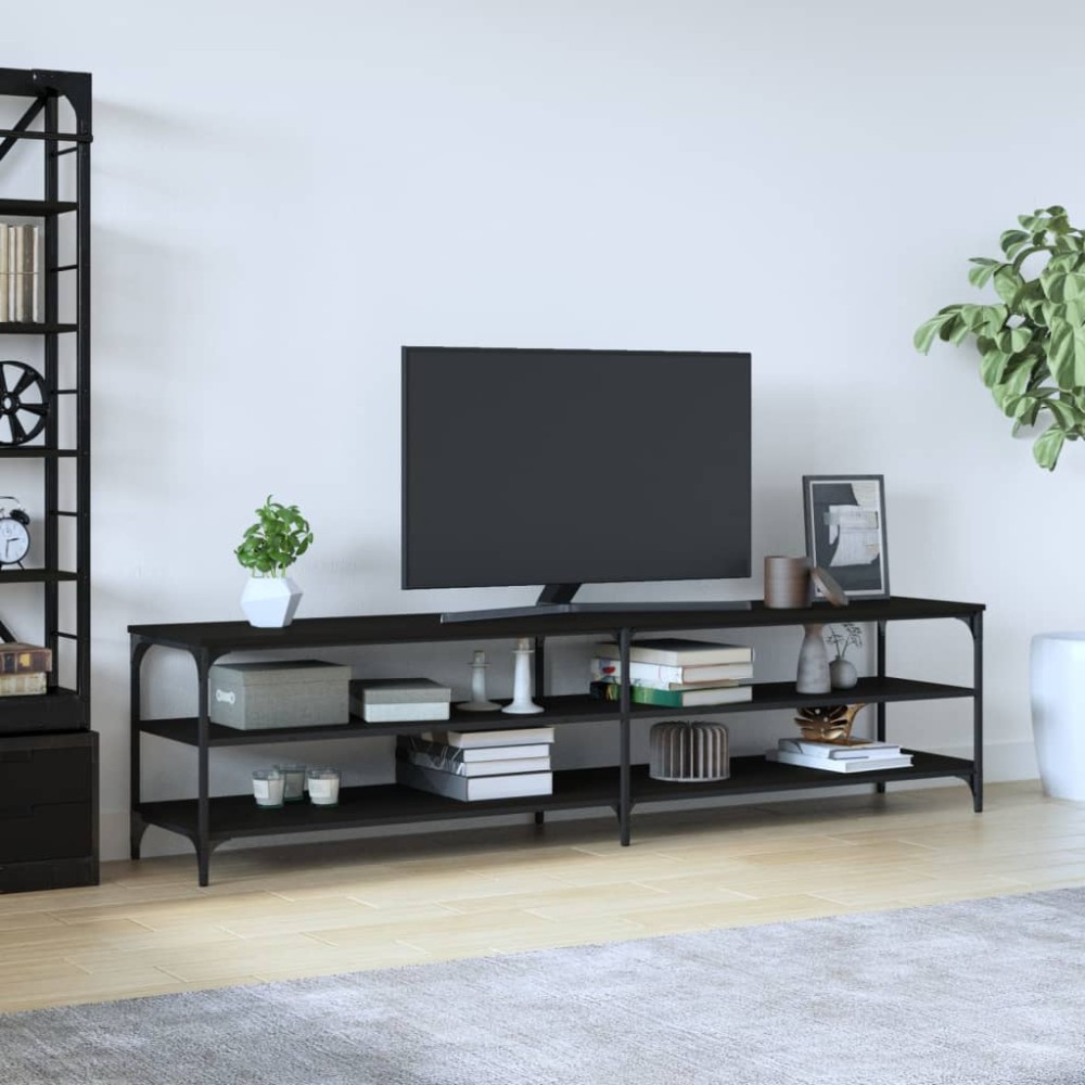 vidaXL Έπιπλο Τηλεόρασης Μαύρο 200x30x50cm Επεξεργ. Ξύλο / Μέταλλο