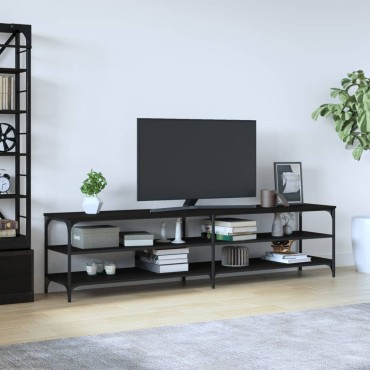 vidaXL Έπιπλο Τηλεόρασης Μαύρο 200x30x50cm Επεξεργ. Ξύλο / Μέταλλο