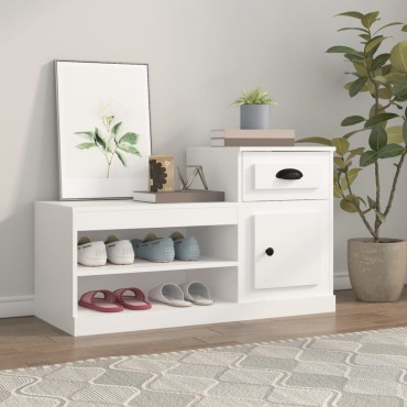 vidaXL Παπουτσοθήκη Λευκή 100x42x60cm από Επεξεργασμένο Ξύλο