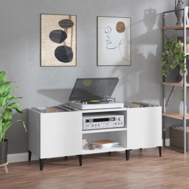 vidaXL Δισκοθήκη Λευκή 121x38x48cm Επεξεργασμένο Ξύλο 1 τεμ.