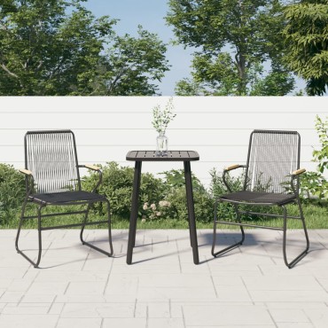 vidaXL Καρέκλες Κήπου 2 τεμ. Μαύρες 58x59x85,5cm Ρατάν PVC
