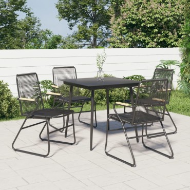 vidaXL Καρέκλες Κήπου 4 τεμ. Μαύρες 58x59x85,5cm Ρατάν PVC