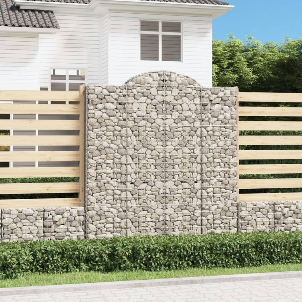 vidaXL Συρματοκιβώτια Τοξωτά 2 τεμ. 200x30x220/240 εκ. Γαλβαν. Ατσάλι