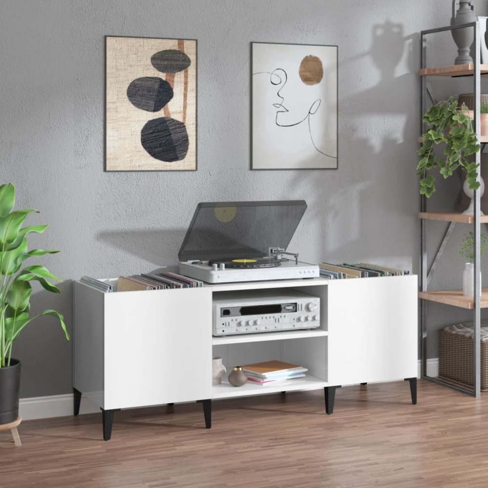 vidaXL Δισκοθήκη Γυαλιστερή Λευκή 121x38x48cm από Επεξεργασμένο Ξύλο 1 τεμ. vidaXL Δισκοθήκη Γυαλιστερή Λευκή 121x38x48cm από Επεξεργασμένο Ξύλο 1 τεμ.