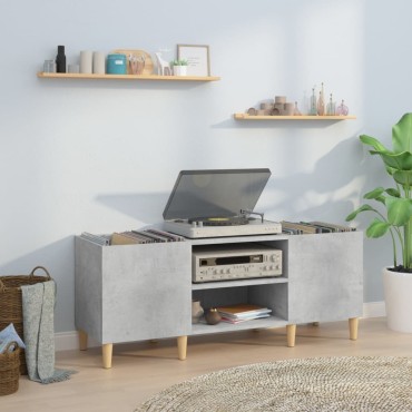 vidaXL Δισκοθήκη Γκρι Σκυροδέματος 121x38x48cm Επεξεργασμένο Ξύλο 1 τεμ.