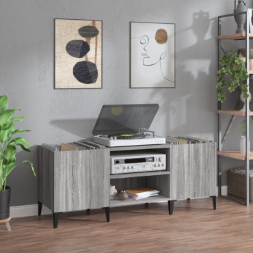 vidaXL Δισκοθήκη Γκρι Sonoma 121x38x48cm από Επεξεργασμένο Ξύλο 1 τεμ.