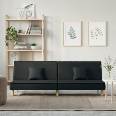 vidaXL Καναπές Κρεβάτι Μαύρος Υφασμάτινος 200x100x33cm 1 τεμ. Γωνιακός