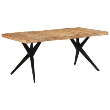 vidaXL Τραπεζαρία Μαύρη 180x90x77cm από Μασίφ Ξύλο Ακακίας 1 τεμ.
