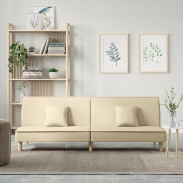 vidaXL Καναπές Κρεβάτι Κρεμ Υφασμάτινος 200x100x33cm 1 τεμ. Γωνιακός