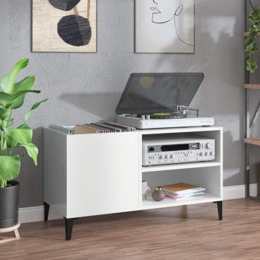 vidaXL Δισκοθήκη Γυαλιστερή Λευκή 84,5x38x48cm Επεξεργασμένο Ξύλο 1 τεμ.