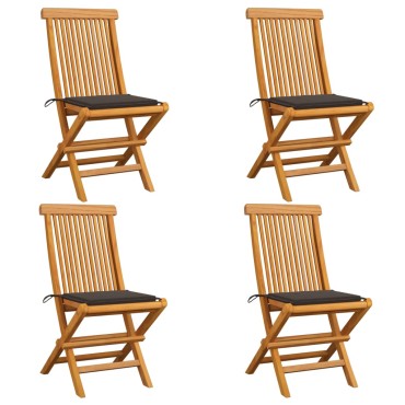 vidaXL Καρέκλες Κήπου 4 τεμ. από Μασίφ Ξύλο Teak με Taupe Μαξιλάρια 47x60x89cm