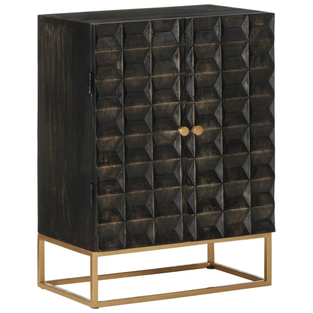 vidaXL Ντουλάπι Μαύρο 55x34x75cm από Μασίφ Ξύλο Μάνγκο και Σίδηρο 1 τεμ.