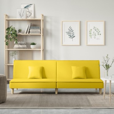 vidaXL Καναπές Κρεβάτι Ανοιχτό Κίτρινο Υφασμάτινος 200x100x33cm 1 τεμ. Γωνιακός