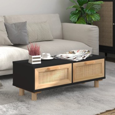 vidaXL Τραπεζάκι Σαλονιού Μαύρο 80x40x30cm Επεξ. Ξύλο & Μασίφ Πεύκο 1 τεμ.