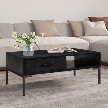 vidaXL Τραπεζάκι Σαλονιού Μαύρο 90x50x35cm από Μασίφ Ξύλο Πεύκου 1 τεμ.