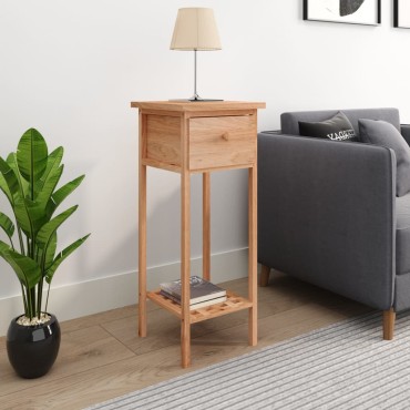 vidaXL Βοηθητικό Τραπέζι με Συρτάρι 25x25x60cm Μασίφ Ξύλο Καρυδιάς 1 τεμ.