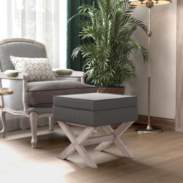 vidaXL Σκαμπό Αποθήκευσης Σκούρο Γκρι 45x45x49cm Υφασμάτινο 1 τεμ.